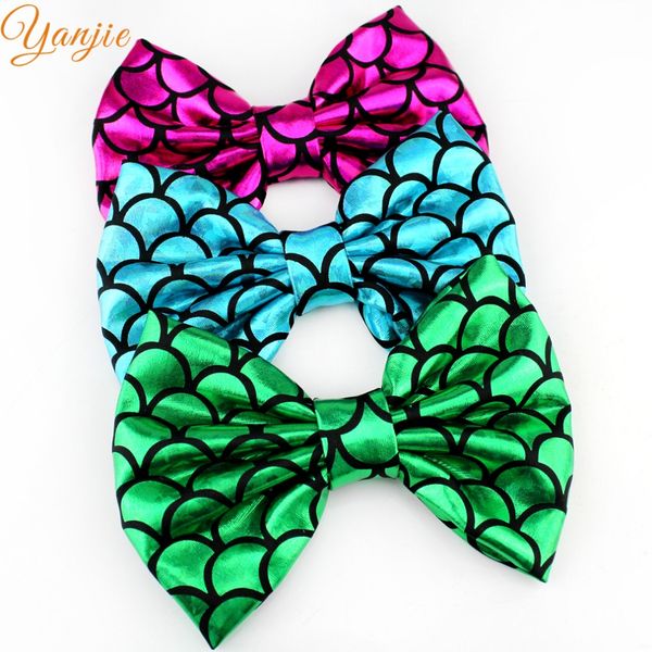Chic Kids Girl 5 Printed Hair Bows Mermaid Barrette Diy Hair