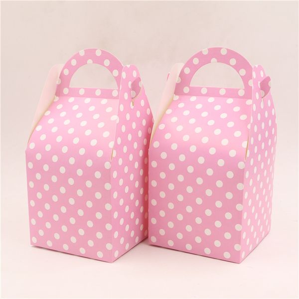 

12pcs\lot pink candy box polka dots happy baby shower decoration kids favors theme gifts boxes birthday party events supplies