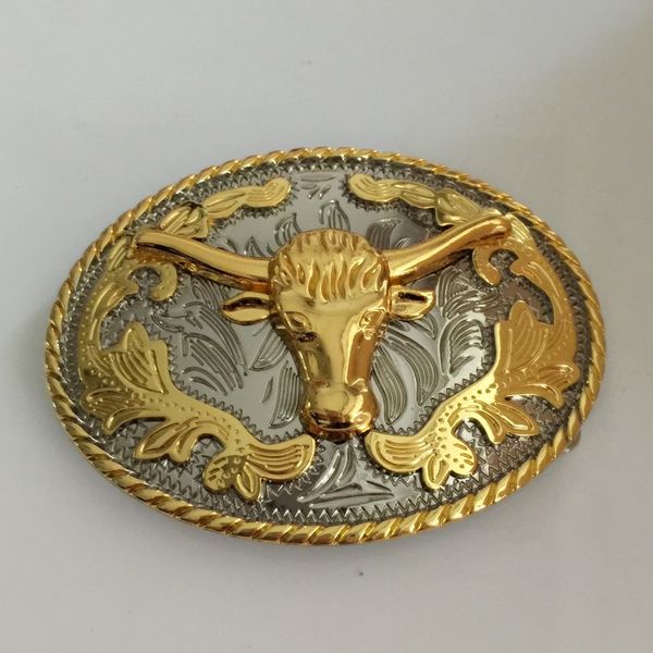 

1 pcs cool 3d lace gold bull western cowboy belt buckle for hebillas cinturon jeans belt head, Slivery;black