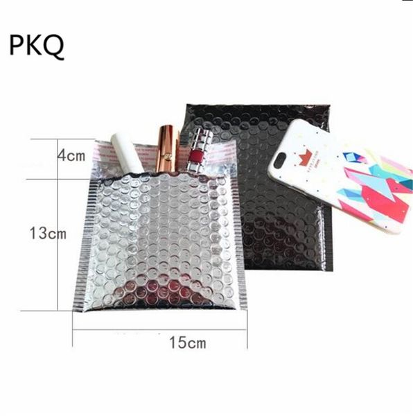 

15*13cm silver poly bubble mailers shipping envelopes black boutique gift packaging bubble bags envelope mailing bags an