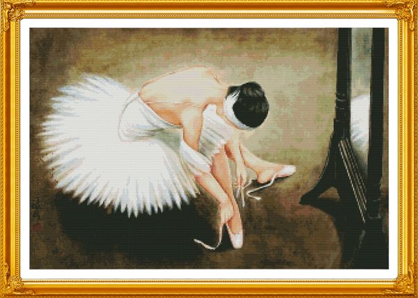 Uma bailarina Dancing girl decor pinturas, Handmade Cross Stitch Bordado conjuntos de costura contados impressão sobre tela DMC 14CT / 11CT