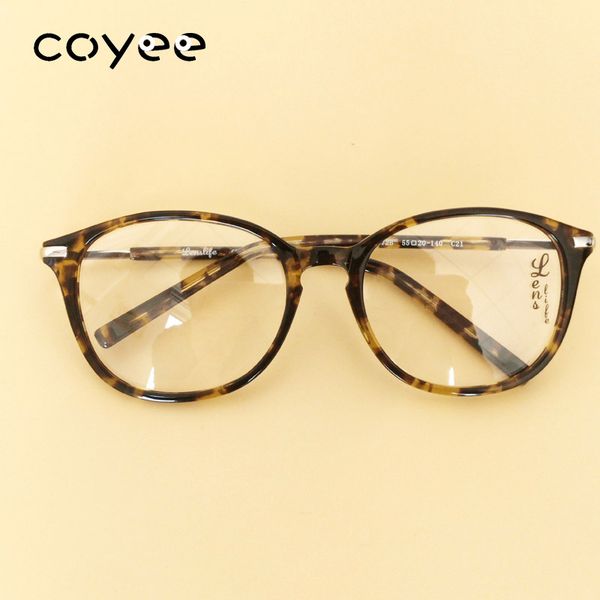 

coyee acetate eyeglass frames rx optic glasses frame eyewear full-rim round spectacles yellow leopard, Silver
