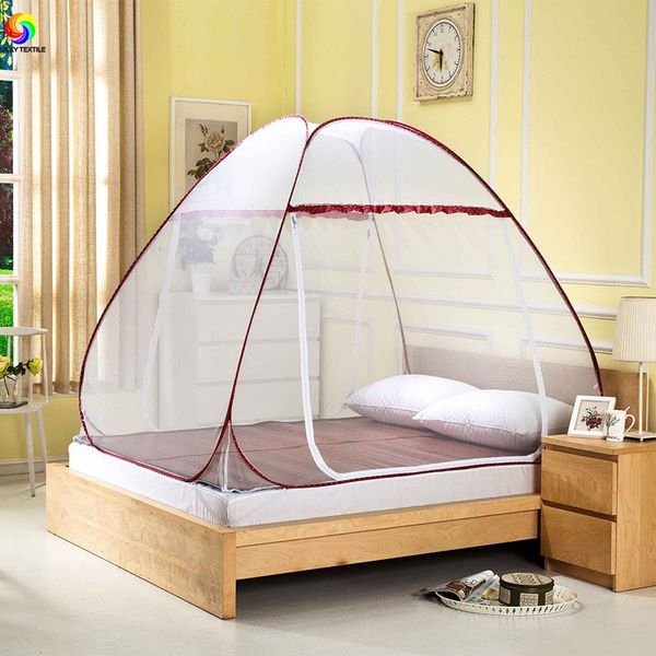 

summer mosquito net easy install mongolian yurt mesh mosquito netting curtain for single double bed 1.5m 1.8m insect hung nets