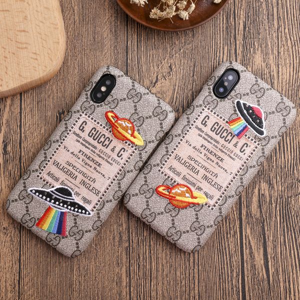 

fashion desinger phone case for iphonex/xs iphonexsmax 7p/8p 7/8 6/6sp 6/6s luxury back cover case with embroidery ufo planet