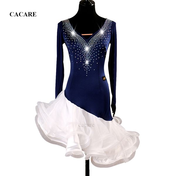 

latin dance dress women latin dance competition dresses flapper dress samba d0471 fluffy sheer hem net long sleeve luxury rhinestones, Black;red