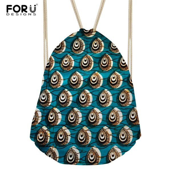 

forudesigns retro peacock pattern drawstring bag for women men floral sport travel swim gym duffle cloth bags harajuku style