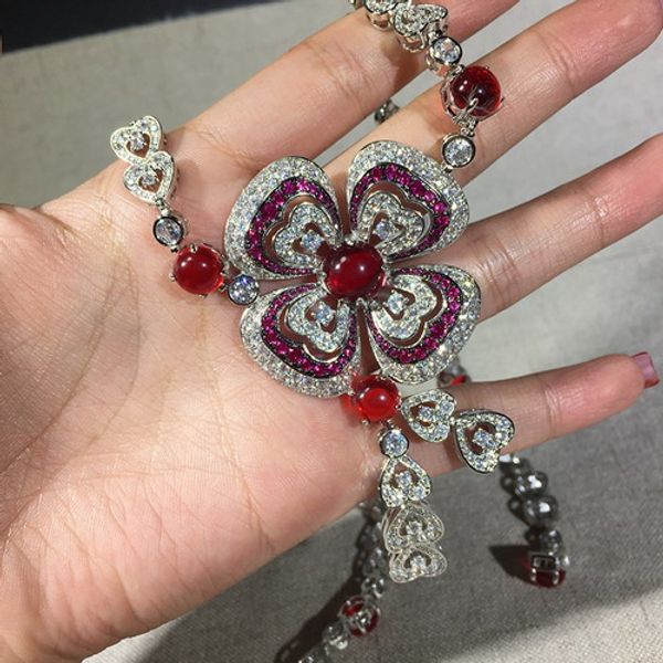 

Высокое качество дизайнер CZ алмаз большой КРАСНЫЙ камень геометрические цветочн