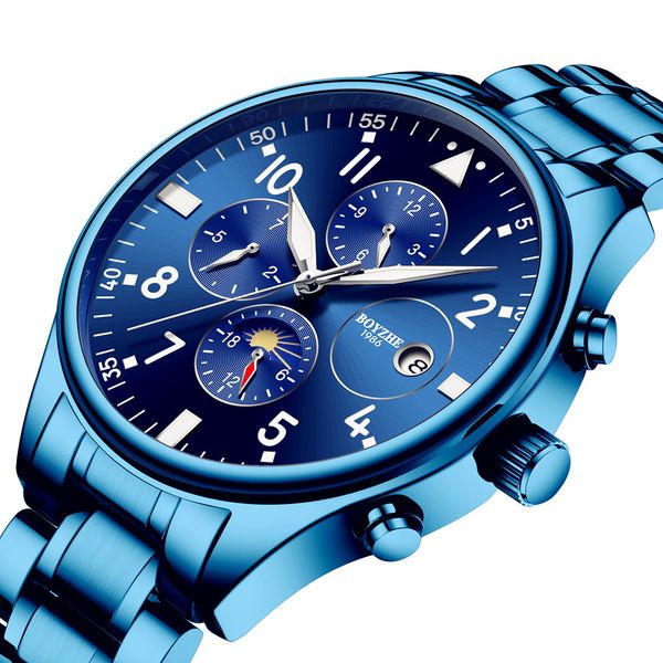 

fashion men's mechanical watch hollow automatic business watch men moon phase relogio masculino montre homme, Slivery;brown