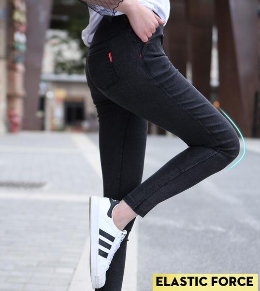 

skinny jeans woman 2017 new spring fashion boyfriend washed elastic denim trousers pencil slim capris pants imitation jean femme, Blue