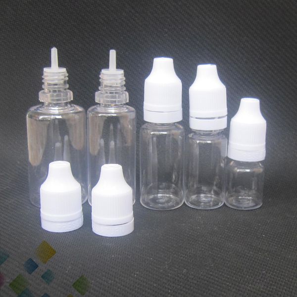 

PET e liquid bottls with long thin dropper tip 5ml 10ml 15ml 20ml 30ml 50ml e-juice bottle childproof caps DHL Free