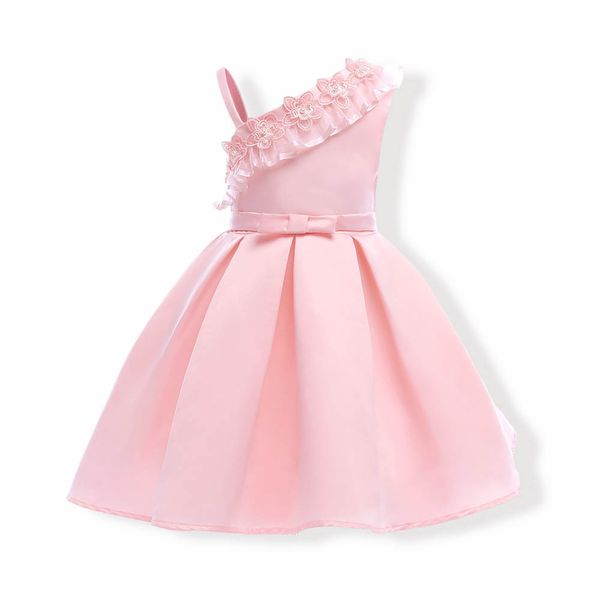 

summer kids birthday princess party dress cotton lining children bridesmaid elegant dress for baby girls clothes, Red;yellow