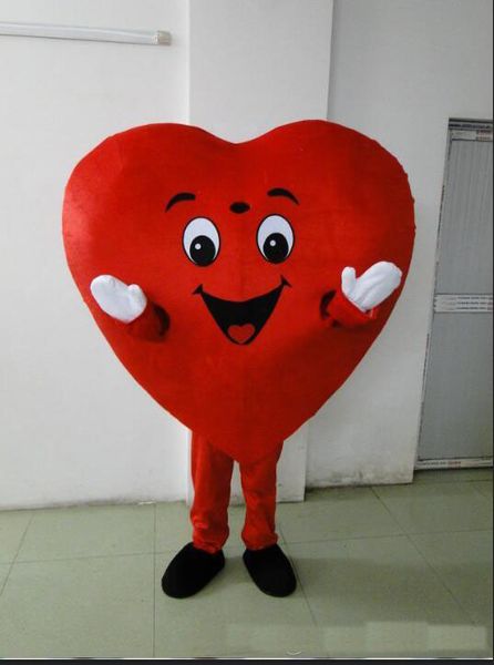 2018 Heißer Verkauf Spezielles Valentinstag-Maskottchen, rotes Herz-Maskottchen-Kostüm in Erwachsenengröße, ausgefallenes Herz-Maskottchen-Kostüm