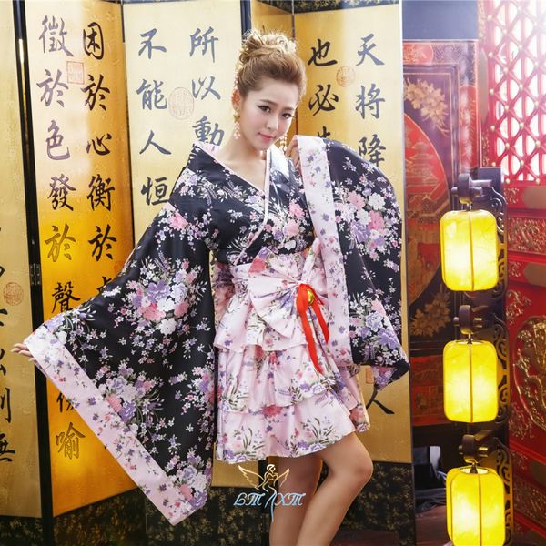 

japanese kimono cosplay lolita anime maid uniform outfit multi-color bow anime maid uniform fancy outfit dress, Black;red