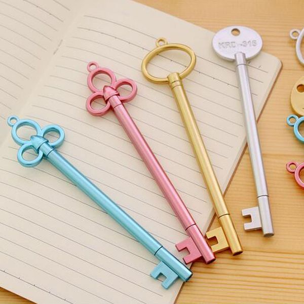 

4 pcs lovely retro key gel pen 0.38mm stationery signature pen ball school office supplies neutral