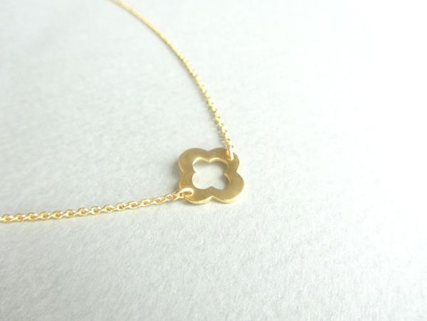 Outline Open Four Leaf Clover pendant Necklace Lucky 4 leaf Clover Necklace Simple Grass Plant Shamrock Necklaces Birthday Gifts