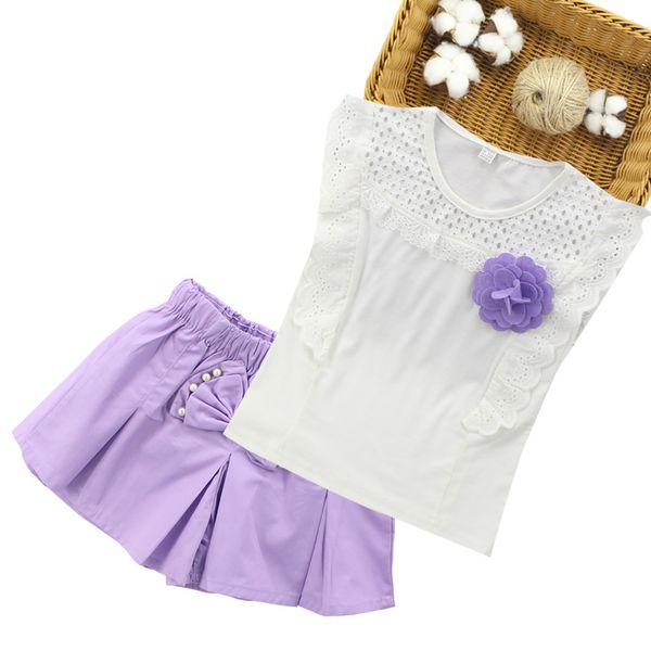 

artishare summer children clothing sets lace vest + shorts 2 pcs kids girls clothes teenage kids outfits 6 8 10 12 14 year, White