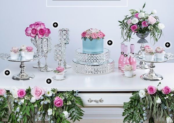 K9 Crystal Metal Cake Stand Cupcake Display Pan Candy Bar Table