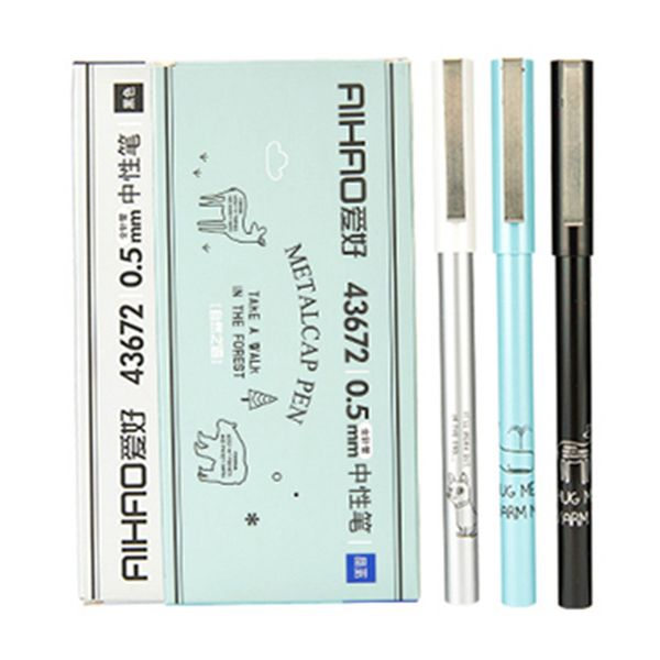 

aihao brand simple pure color pen 0.5mm water-based pen students with small pure and fresh stationery supply ing