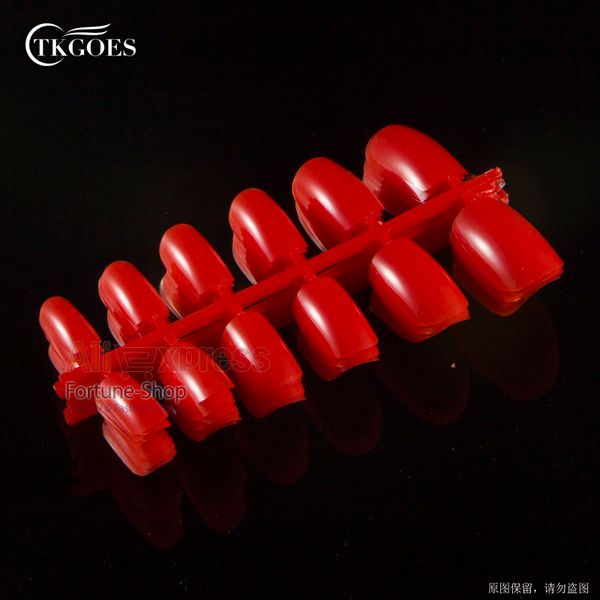 

tkgoes 120pcs short designs fake nails faux ongles full cover false acrylic nails artificial design tips #05 red, Red;gold