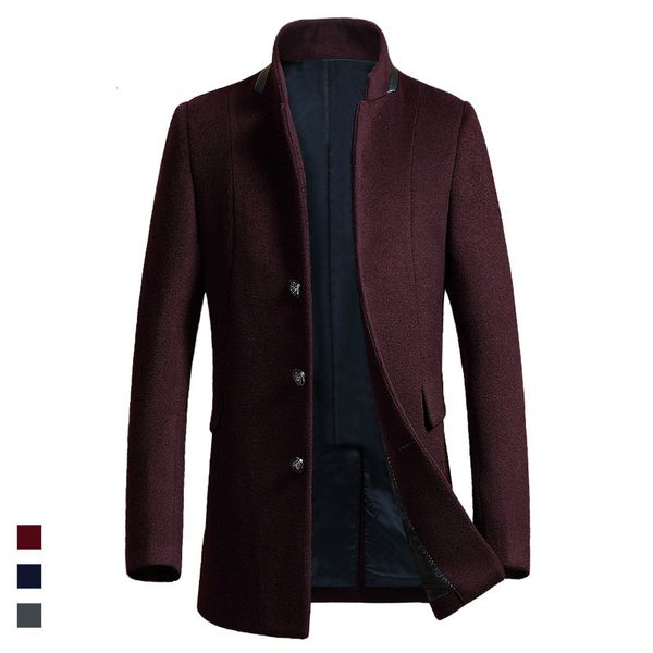 

autumn men's wool jacket slim men's long jacket and manteau homme coat wool blend men xd535, Black