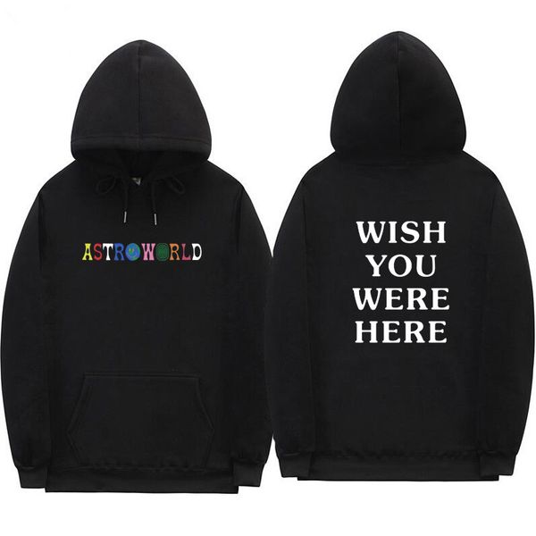 

sweatshirt men 2018 mens hoodies travis scott astroworld letter print pullover male/woman loose streetwear, Black