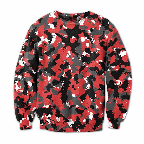 

новое прибытие мода красный камуфляж мужчины / женщины смешно 3d печатных толстовка стиль мода повседневная толстовка b388, Black