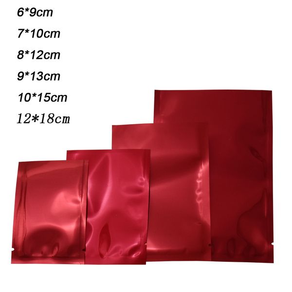 

dhl multiple sizes red moisture proof vacuum food flat open pocket storage bag aluminum foil package bag 2500pcs/lot