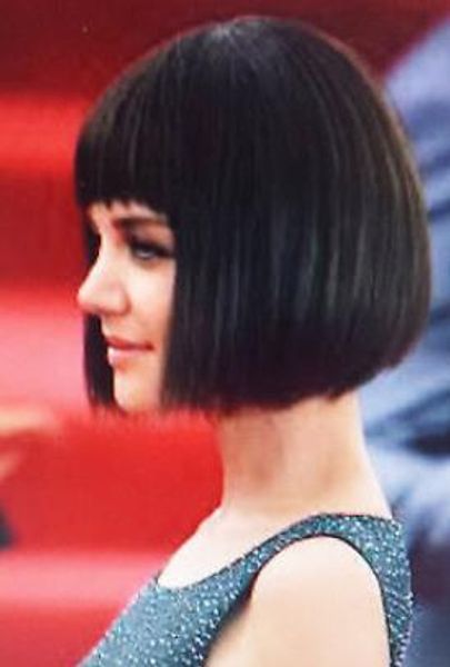 

women's full short wig straight bob hair back #1, Black;brown