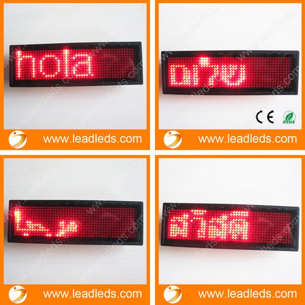 

2016 new red led name badge tag programmable sign moving led message display