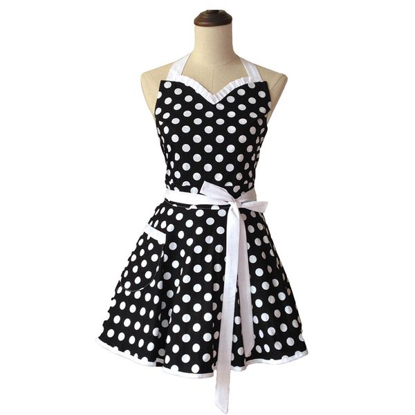 

eco-friendly sweetheart polka dot retro kitchen apron woman cotton cooking salon avental de cozinha divertido pinafore apron dress