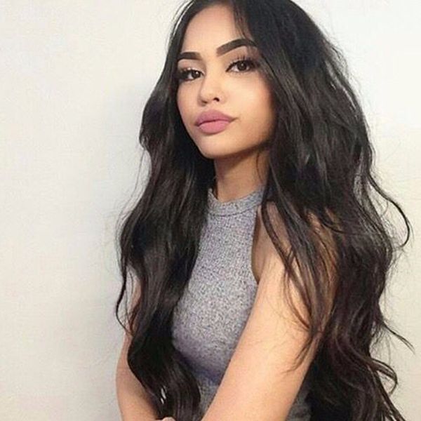 Hot Wavy Glueless Full Lace Wig With Bangs Peruvian Virgin Hair