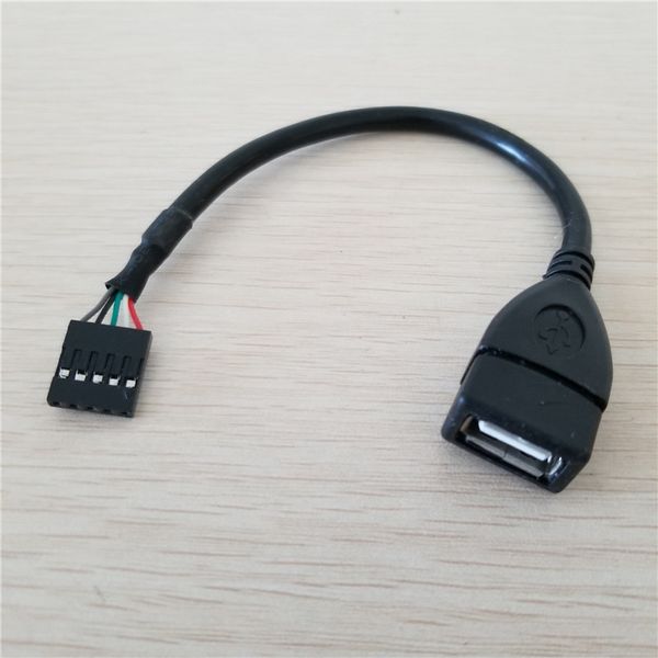 

pc case internal motherboard single row 5pin usb 2.0 female to type a female adapter data extension cable black 20cm