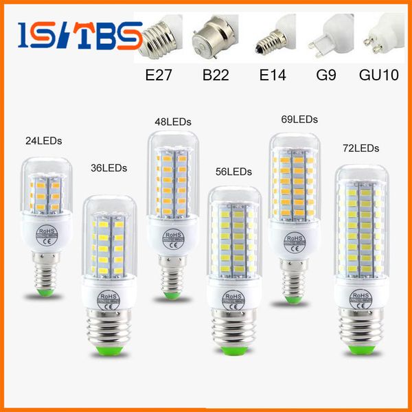 

SMD5730 E27 GU10 B22 E14 G9 LED lamp 7W 12W 15W 18W 20W 220V 110V 360 angle SMD LED Bulb Led Corn light