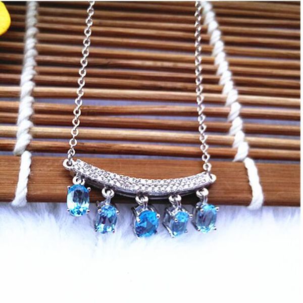 

real blue z necklace natural blue z 925 sterling silver 4*6mm 4pcs ,5*7mm 1pc