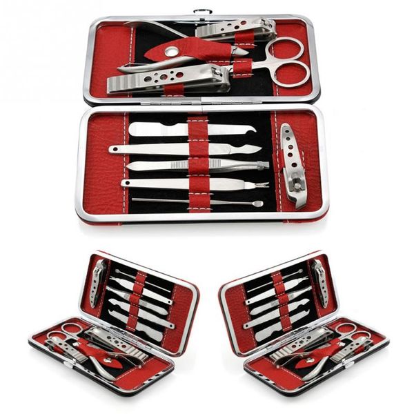 10 in 1 Set per manicure Kit tagliaunghie professionale Utility Forbici per pedicure Pinzetta Coltello Pick per orecchio Nails Art Set di strumenti di bellezza