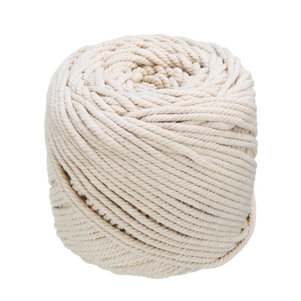 

natural beige soft cotton twisted cord 4mmx110m macrame rope craft artisan string diy handmade tying thread cord rope, Black;white
