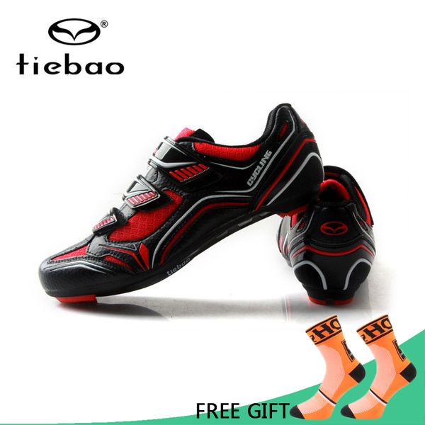 

tiebao professional cycling shoes road men breathable racing bike shoes self-locking athletic bicycle sapatilha ciclismo, Black