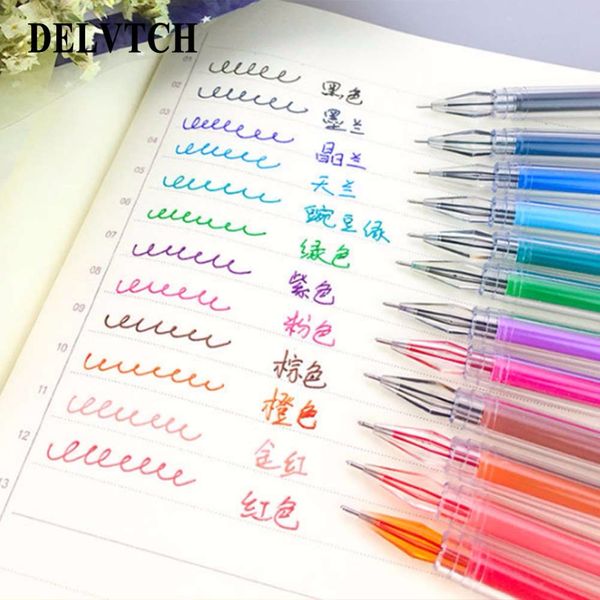 

delvtch 12pcs/set 0.38mm useful multi-color diamaond decor gel pen students writing pating decor stationery gift studying office