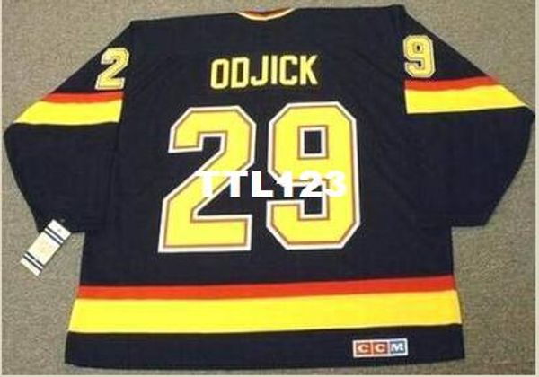 

mens #29 gino odjick vancouver canucks 1994 ccm vintage home hockey jersey or custom any name or number retro jersey, Black;red