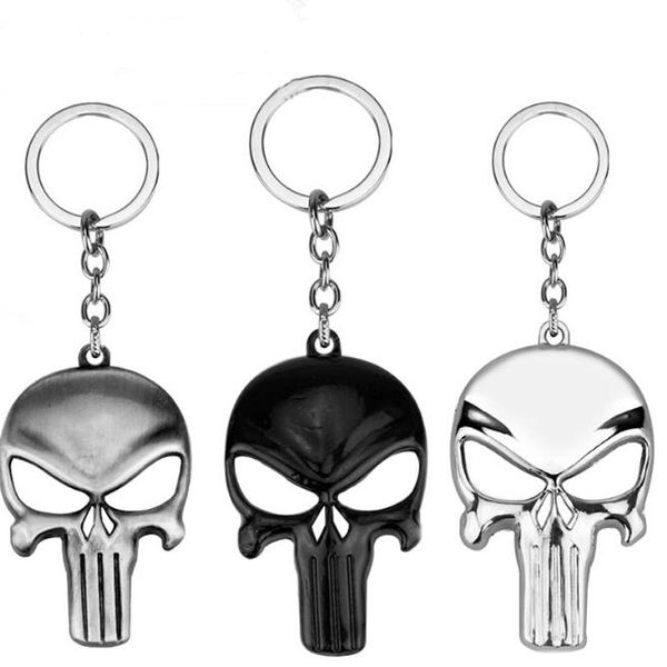 

10pcs/lot fancy fantasy the punisher skeleton mask keychain urrounding fashion key chain classic keyrings skull jewelry for men, Silver