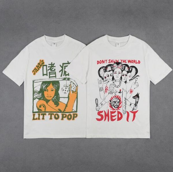 

INS New Kanye Tshirts HOT White Printed Bottoming Tshirts Short Sleeved Tops