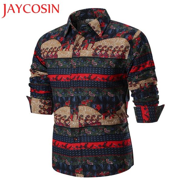 

jaycosin 2018 personality men summer casual slim long sleeve printed shirts blouses dropshipping august 4, White;black