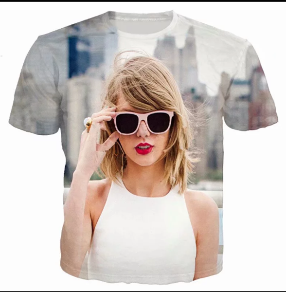 

певица тейлор женщины мужчины новая мода лето унисекс смешно 3d печати crewneck повседневная футболка топы tee q56, White;black