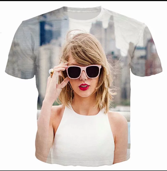 

singer taylor women men new fashion summer funny 3d print crewneck casual t shirt tee q56, White;black