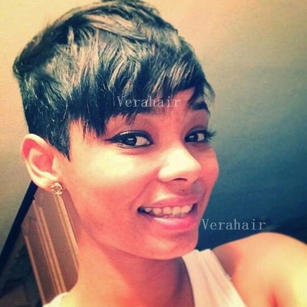 New Short Pixie Cut Wig Mongolian Cut Hair Short Natural Wigs