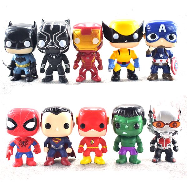 Funko pop 10 قطعة / المجموعة dc العدل شخصيات الدوري الأعجوبة المنتقمون بطل السوبر شخصيات نموذج الفينيل لعبة عمل أرقام للأطفال