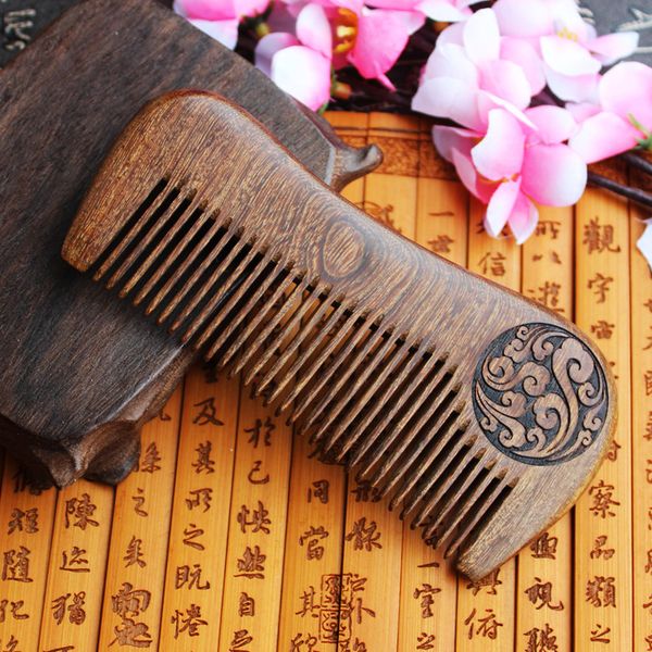 

2017 pocket wooden comb natural green sandalwood super narrow tooth wood combs no static beard comb hair styling, Silver