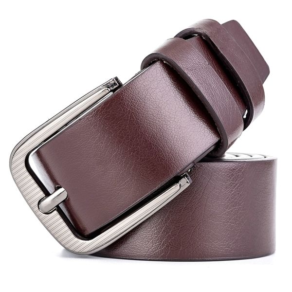 

fashion men`s belt imitation buffalo leather-veins luxury strap belts for male buckle fancy vintage jeans microfiber pu 125cm, Black;brown