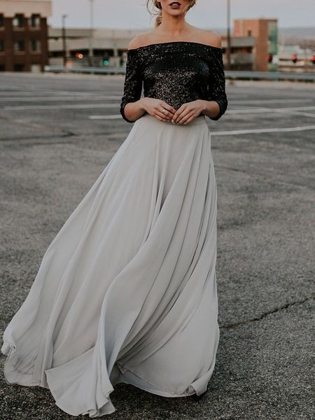 

2018 high waist women chiffon skirt long womens beach summer maxi skirt nice designs elegant female grey long skirts, Black