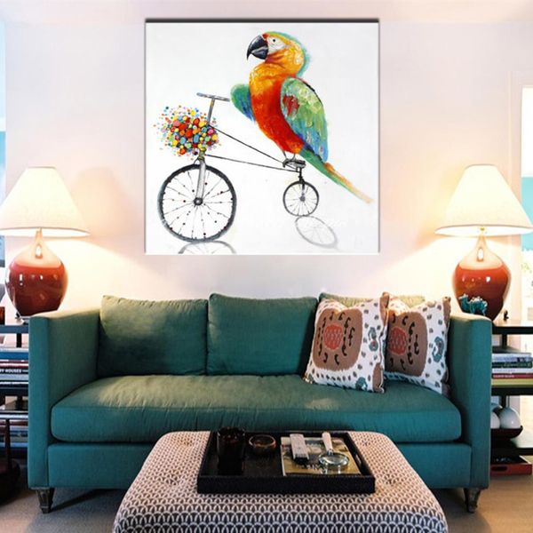 

home decor wall art hand painted abstract cartoon oil paintings on canvas large handmade knife parrot bicycle painting pictures